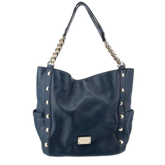 Like new condition/ Michael Kors DELANCY Large Shoulder Tote NAVY BLUE Leather - Picture 2 of 7